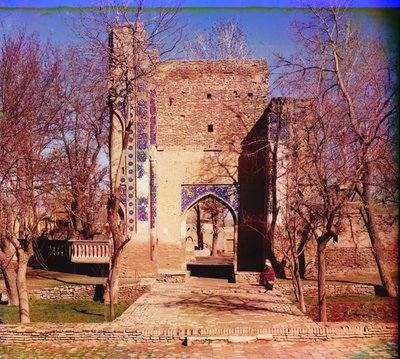 Entrada a Gur-Emir (tumba del rey) Samarcanda, 1905-1915 de Sergey Prokudin Gorsky